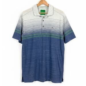 Tommy Bahama Mens L Coastal Resortwear Preppy Tropical Leisure Stripe Polo Shirt